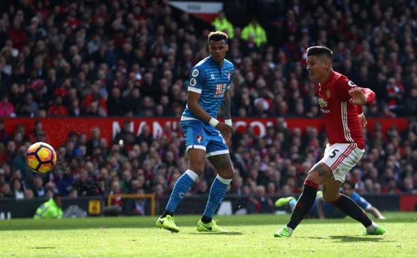 Il goal di Rojo nel primo tempo | Foto: @premierleague