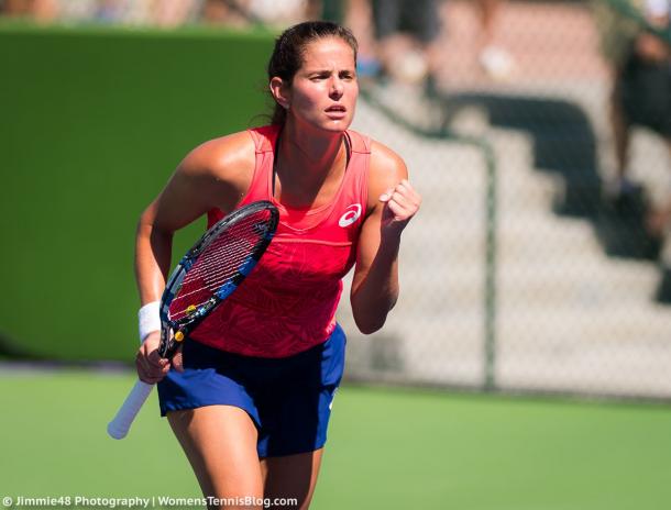 Julia Goerges celebrates her win | Photo: Jimmie48 Tennis Photography
