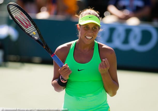 Madison Keys celebrates the first win of her comeback | Photo: Jimmie48 Tennis Photography