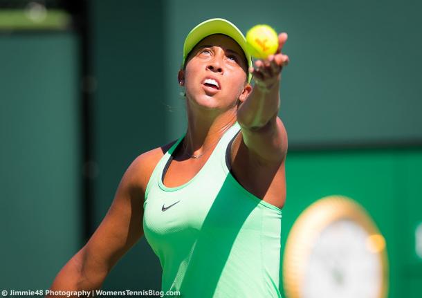 Madison Keys looked a little shaky on her serve in the opening game | Photo: Jimmie48 Tennis Photography