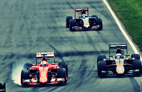 Sebastian Vettel y Fernando Alonso durante el Gran Premio de Canadá | Fuente: motorsport-magazin.com