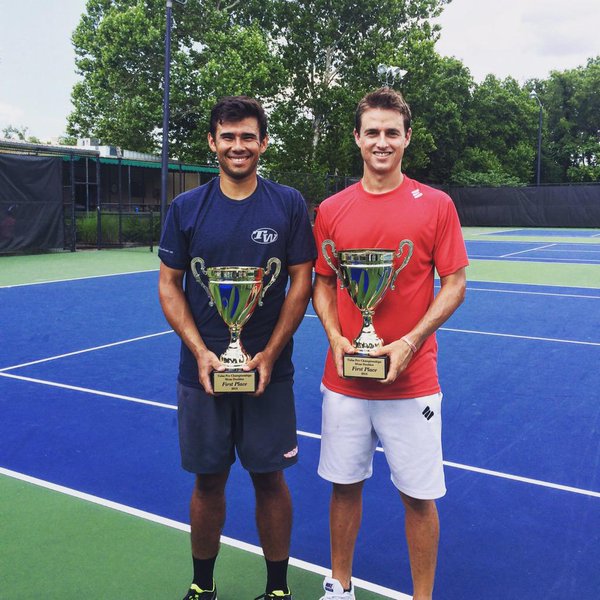 Jean-Yves Aubone and Andre Dome after winning the $15,000 Futures title in Tulsa, Oklahoma. | Photo via Jean-Yves Aubone's Twitter