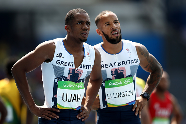 CJ Ujah and James Ellington watch on | Photo: Getty.