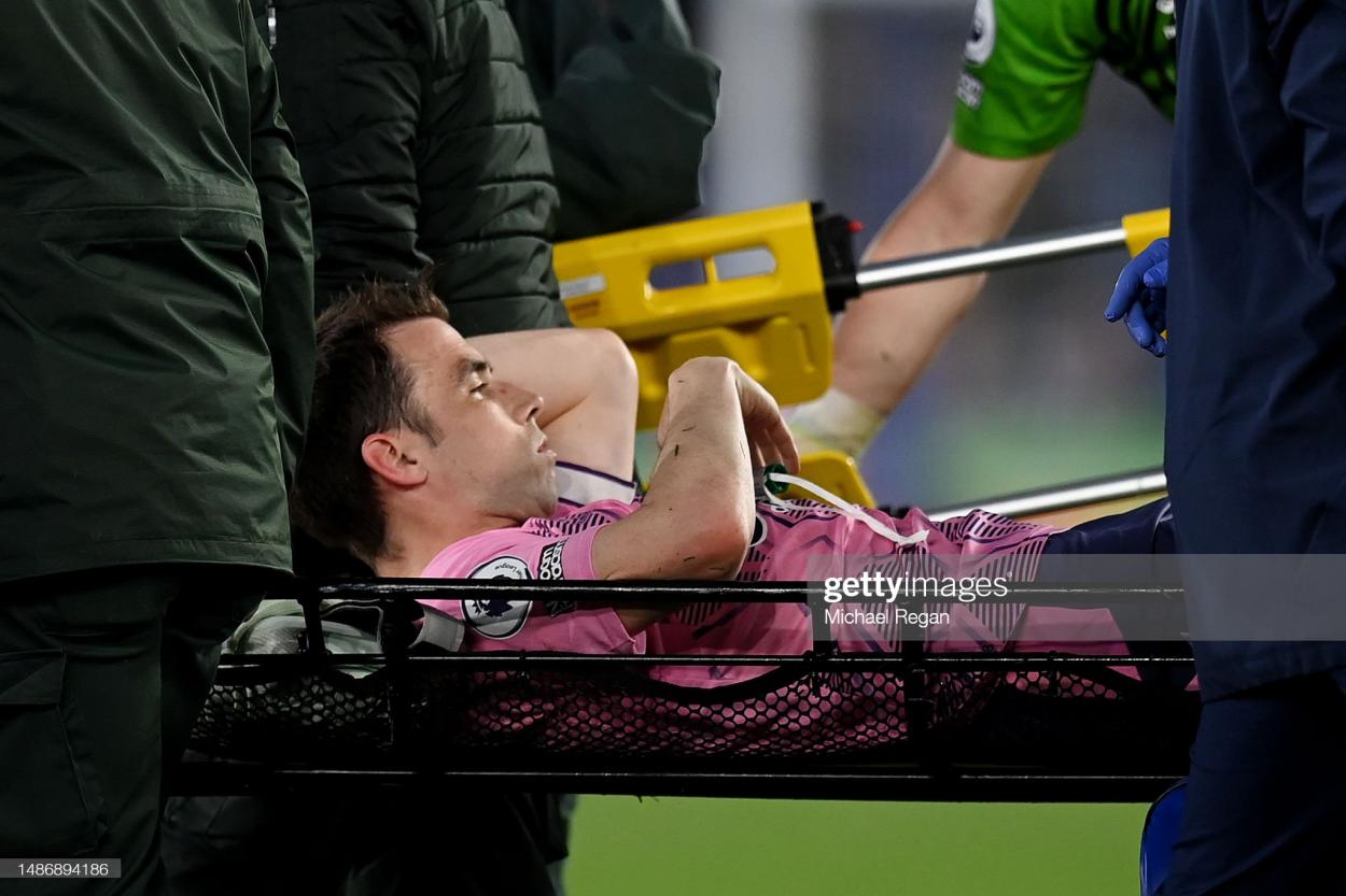 Coleman being stretchered off after his injury - (Photo by Michael Regan/Getty Images)