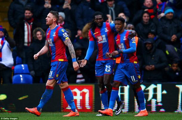Adebayor celebrates his first Palace goal. | Image source: Getty Images