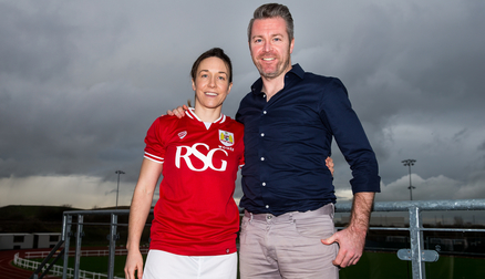 Yorston and Kirk pose after the deal was confirmed. | Image credit: Bristol City Women