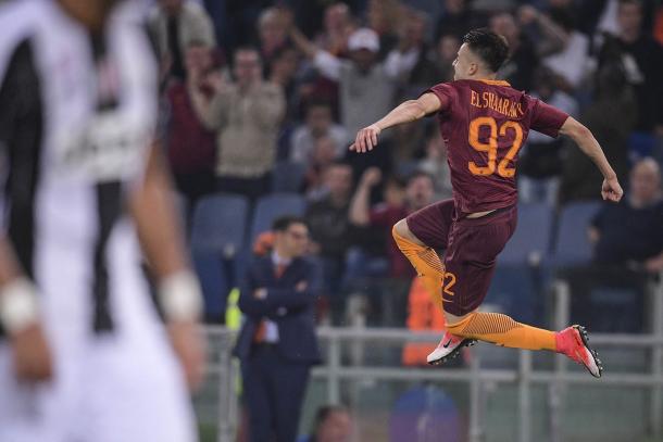 El Shaarawy celebra su gol, segundo en dos partidos | Foto: AS Roma