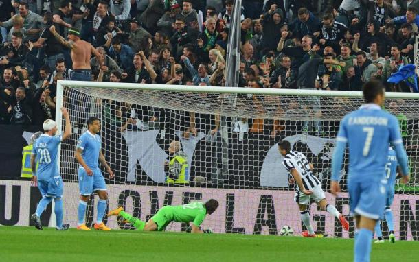 Il gol di Tevez nell'ultimo Juve - Lazio finito 2-0. Fonte: Sportmediaset