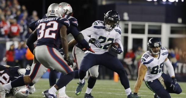 C.J. Prosise was the Seattle Seahawks leading rusher and receiver in their 31-24 vicotry over the New England Patriots | Source: David Butler II -  USA TODAY Sports