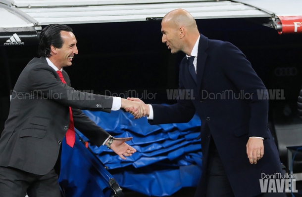 Emery y Zidane ante del encuentro en el Bernabeu