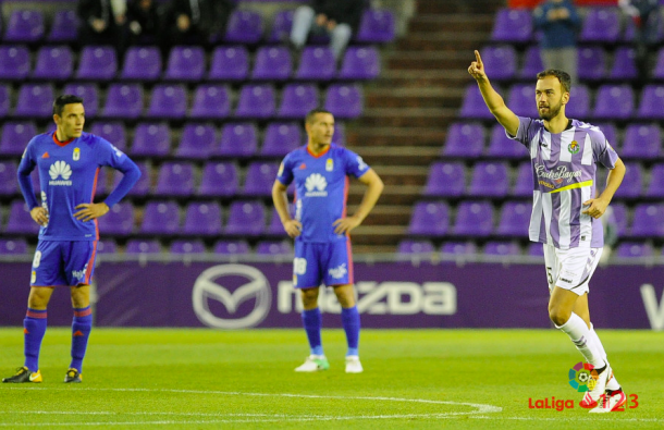 Deivid celebra su gol ante el Real Oviedo | Imagen: La Liga 1|2|3