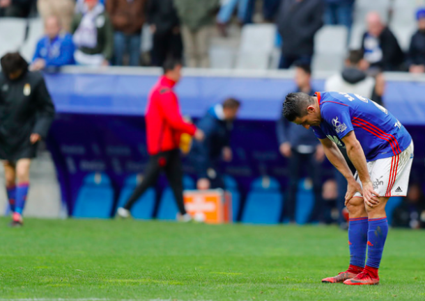 Saúl Berjón, hundido ante el Alcorcón | Imagen: Real Oviedo