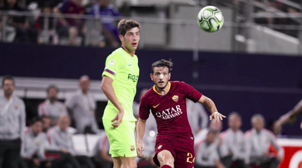 Florenzi y Sergi Roberto en el partido de la International Champions Cup. Foto: AS Roma.