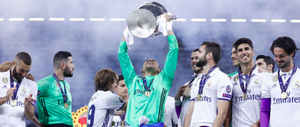 Keylor levantando la Champions. Foto: Real Madrid.