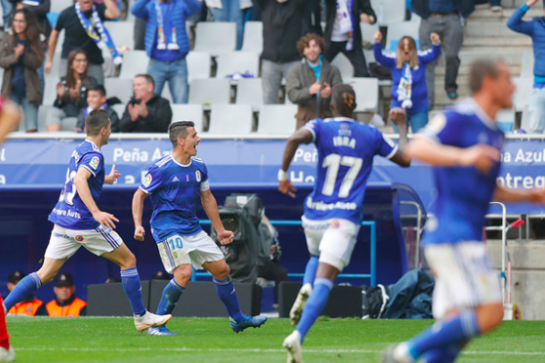 Saúl Berjón celebra su golazo final | Imagen: Real Oviedo