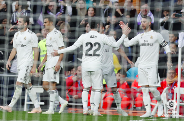 El Real Madrid celebrando un gol. Foto: Liga Santander.