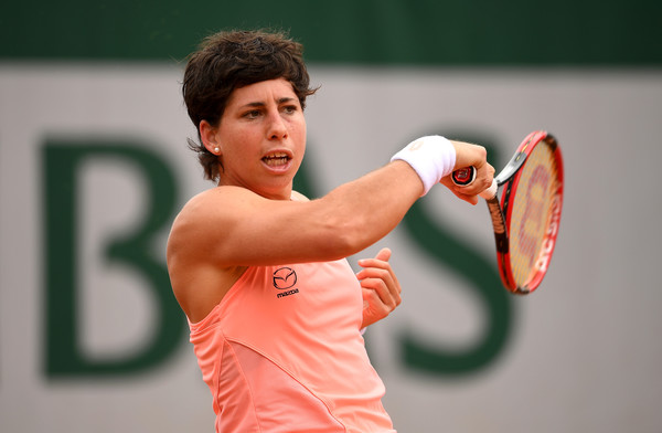 Suarez Navarro in second round Roland Garros action. Photo: Dennis Grombkowski