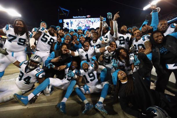 Panthers celebrating their NFC title (Getty)