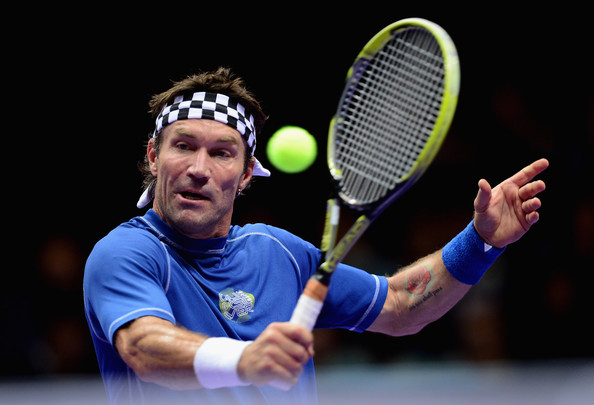 Pat Cash plays at an event in London in 2014. Photo: Jamie McDonald/Getty Images