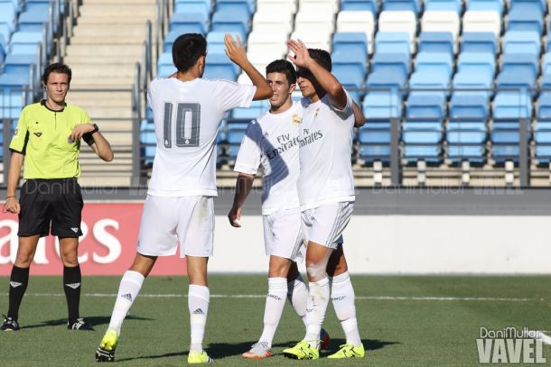 Jugadores del Real Madrid Castilla celebran un gol | FOTO: Dani Mullor - VAVEL