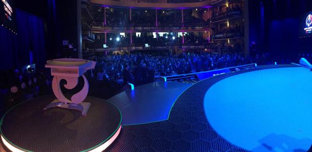 The draw was presented to a full crowd Sunday night at Manhattan's Hammerstein Ballroom (image via Copa America 2016 Official Twitter).