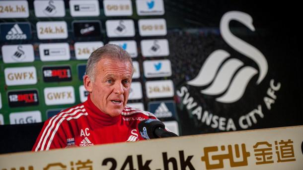 Alan Curtis took the pre-match presser in Guidolin's absence. | Photo: Swansea City AFC