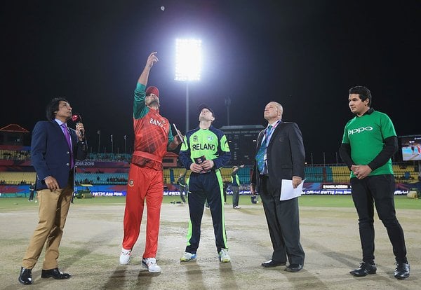 The toss finally happened almost two hours after it was suppose to due to rain | Photo: ICC.com