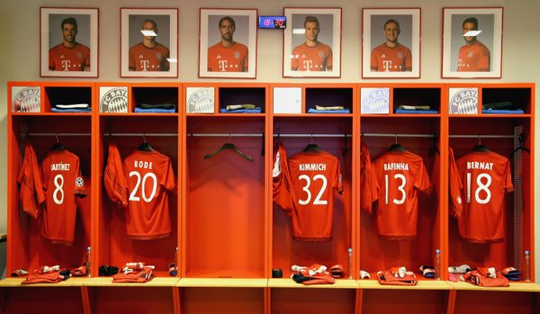 Lo spogliatoio del Bayern all'Allianz Arena. Fonte: Uefa.com