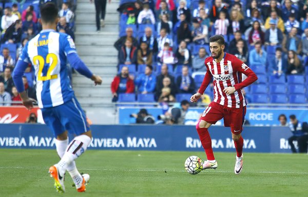 Carrasco in possesso palla durante i primi 45'. Fonte: clubatleticodemadrid.com