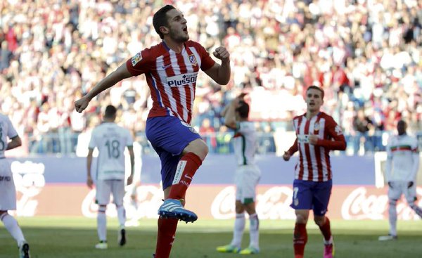 Il salto di felicità di Koke, autore di un gol e un assist. Fonte: clubatelticodemadrid.es