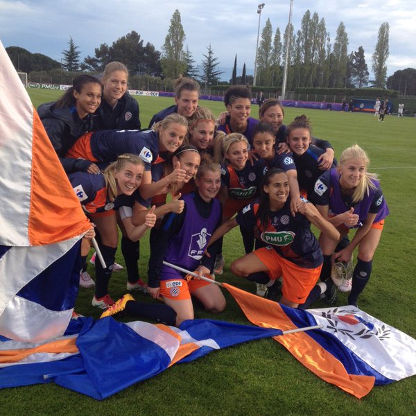 Montpellier celebrate their dramatic win over PSG. (Photo: Montpellier HSC)