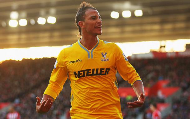 Marouane Chamakh celebrates in last season's tie (Source: Telegraph) 