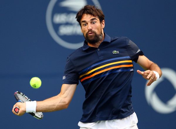 Jeremy Chardy lines up a forehand during his loss to Shapovalov. That shot let him down often in the match. Photo: Getty Images