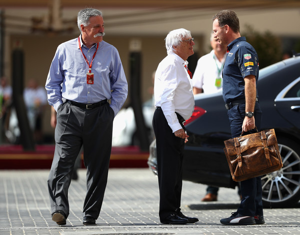 Chase Carey, nuevo presidente de la Fórmula 1 junto con Ecclestone y Horner. Fuente: Zimbio