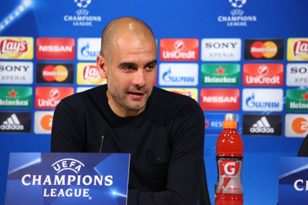 Guardiola durante la conferencia de prensa previa al partido. // (Foto de es.uefa.com)