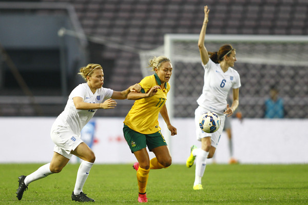 Flaherty earning her second cap against Australia in China | Credit: ChinaFotoPress / Getty Images