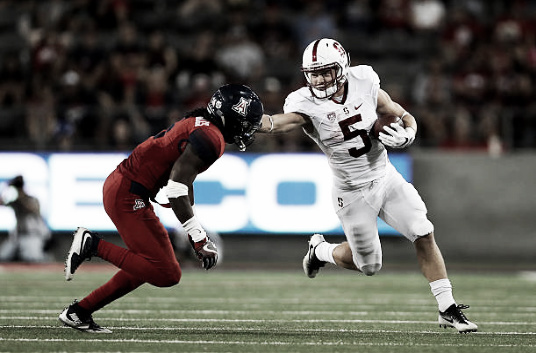 By adding McCaffrey to the team, Carolina brings a versatile player to their offense to help compliment quarterback Cam Newton. (Photo courtesy of Christian Petersen via Getty Images)