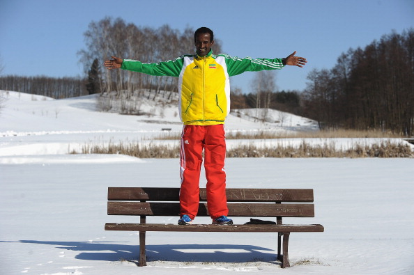 Imane Merga poses before the 2013 World Cross Country Championships (Getty/Christopher Lee)