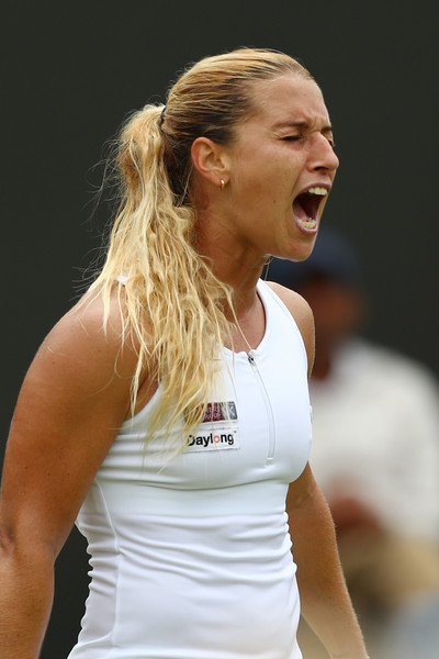 Cibulkova shouts during her fourth round win. Photo: Julian Finney/Getty Images