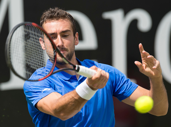 Marin Cilic plays a forehand last week in Stuttgart. Photo: Thomas Kienzle/AFP/Getty Images