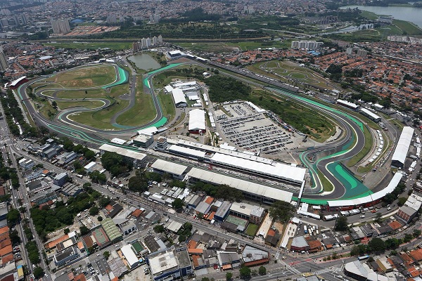 Imagen del circuito de Interlagos desde el cielo. Foto: Twitter F1