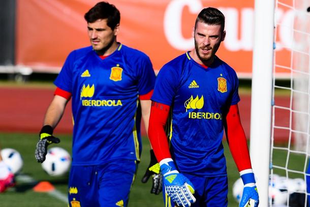 Casillas e De Gea in allenamento. Fonte: Getty Images Europe.