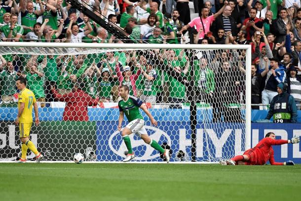 McGinn celebrates his goal against Ukraine | Photo: Getty