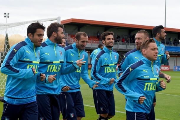 Gli azzurri durante l'allenamento odierno. Figc.it