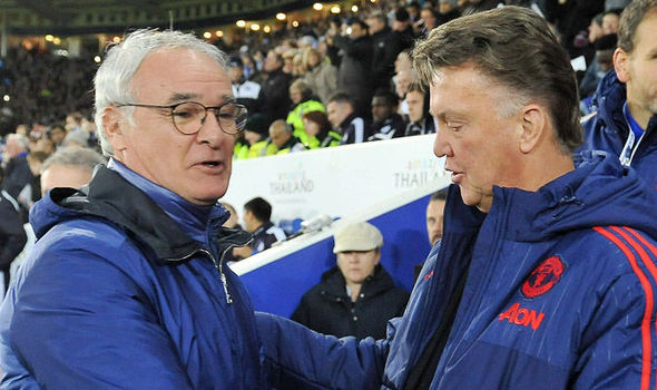 Ranieri y Van Gaal en el encuentro de ida. Foto: Express