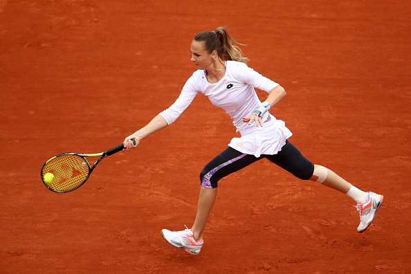 Rybarikova was evidently injured, shown by strapping on her wrist and knee, and was often on the back foot (Getty/Clive Brunskill)