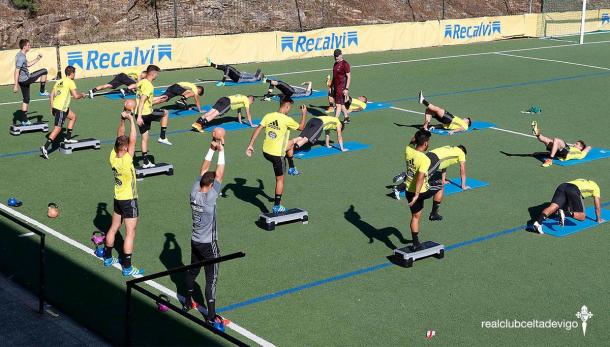 Jugadores del Celta de Vigo durante el entrenamiento de hoy | Foto: Celta de Vigo