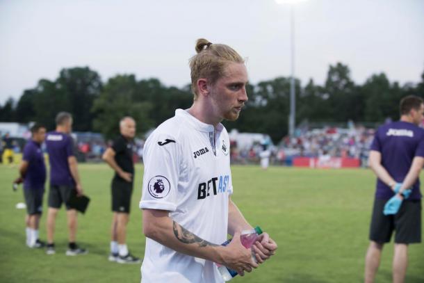 Oli McBurnie will have been delighted with his performance yesterday. (Photo: Swansea City AFC)