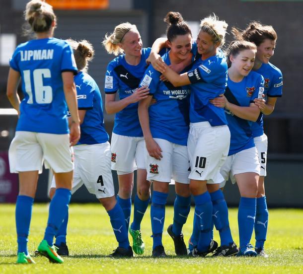 Sheffield celebrate after hitting the Bees for five on Sunday. (Photo: Sheffield FC/FAWSL)