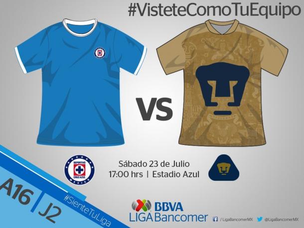 Equipaciones de Cruz Azul y Pumas | Foto: Liga Bancomer MX